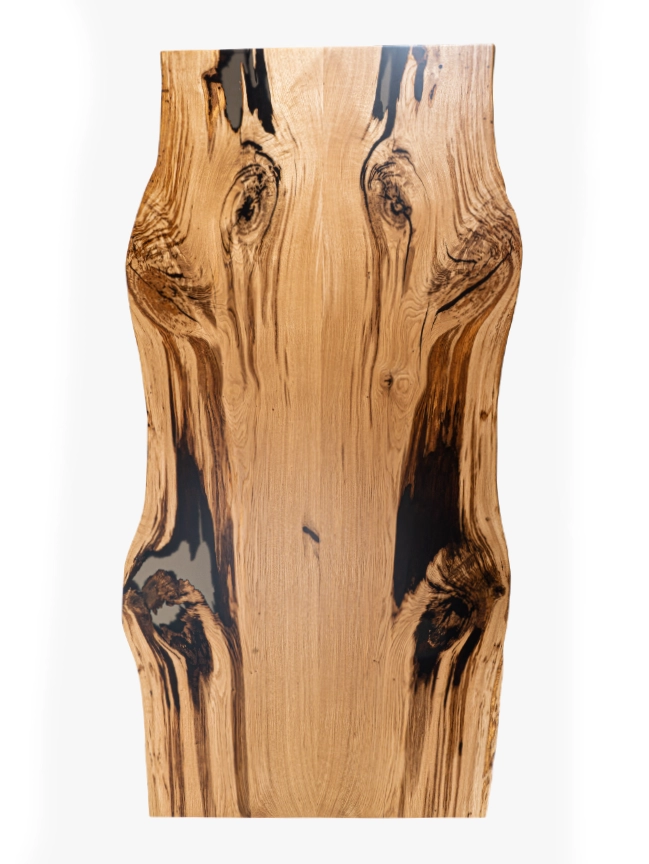1606_dreikant_Esstisch Eiche Butterly-wilde maserung mit epoxidharz-topshot