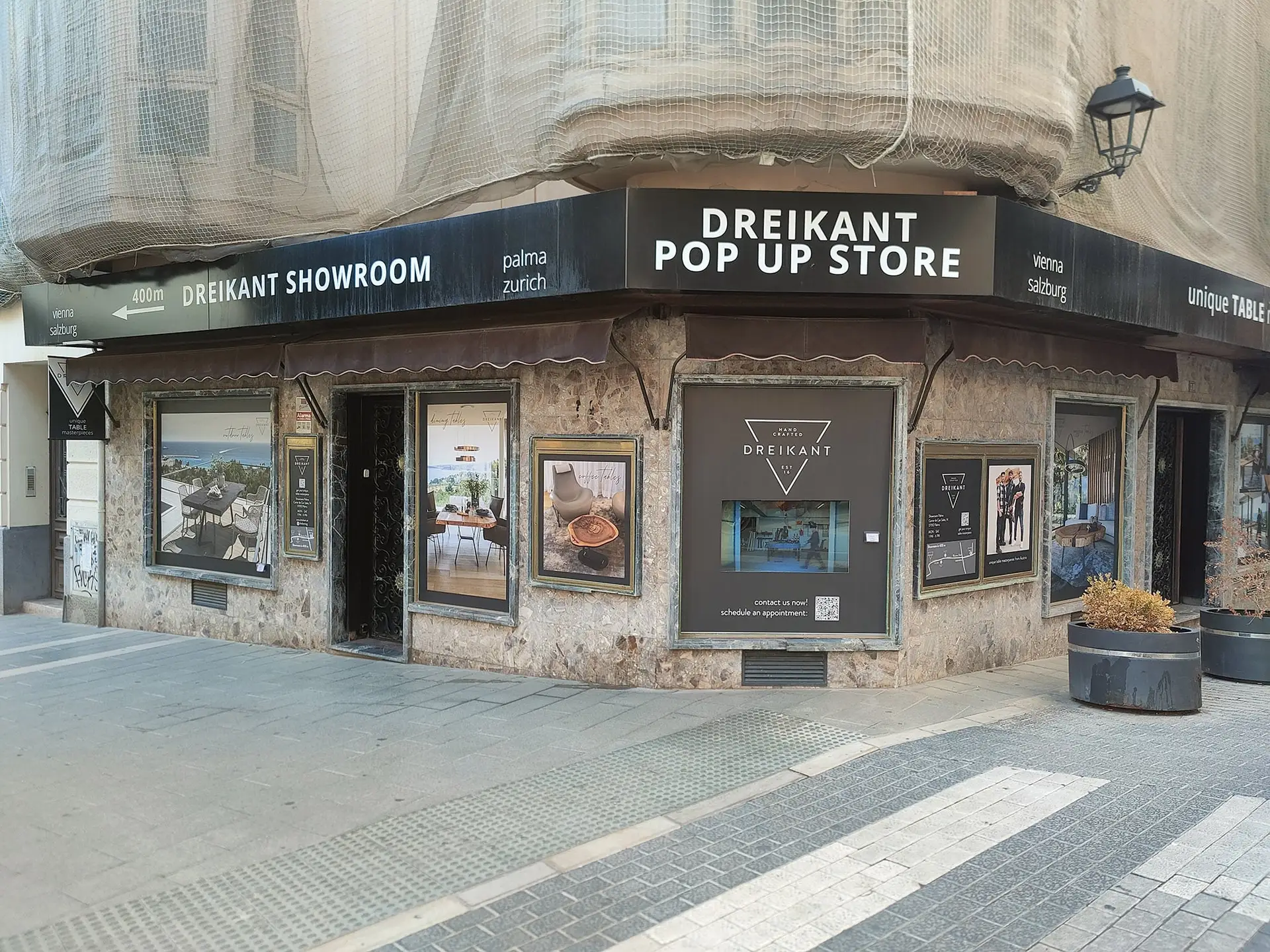 Dreikant Pop-up Store Palma, nur wenige Schritte vom Hauptschauraum entfernt