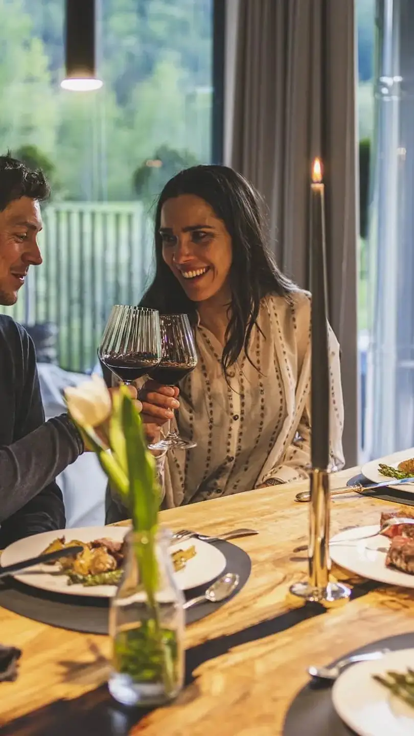 Dreikant Esstisch weihnachtlich gedeckt, mobile Ansicht